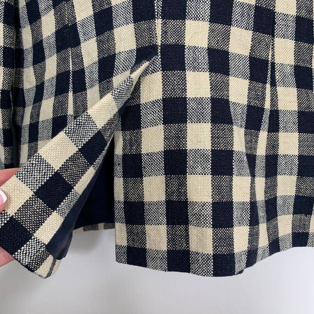 Smythe Women's Double Breasted Min Plaid Blazer Navy Check Size 6 - Picture 11 of 14